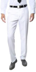 Men's White Formal & Business Flat Front Dress Pants