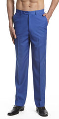 Men'S Dress Pants Trousers Flat Front Slacks Royal Blue