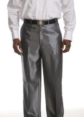 Flat Front Dress Pants Men'S Flat Front Trousers - Shinny Silver Pant