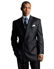 Signature Platinum Stays Cool Discounted Sale Dark Charcoal Gray Pinstripe Wool