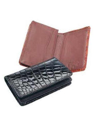 Men'S Genuine Exotic Animal Skin Ferrini Genuine Crocodile Card Holder Wallet Black