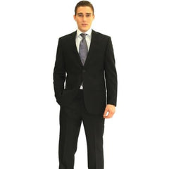 Men'S Black Tonal Pattern Notch Two-Button Closure Suit