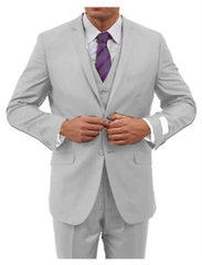 Men's Light Grey Three Piece  Slim Fit Fully Lined Suit