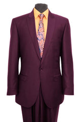 Men'S Plum 1 Slim Fit Side Vent Button Suit