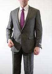 Men's Slate Two Piece Single Button Peak Lapel Wool Fabric Slim Fit Suit