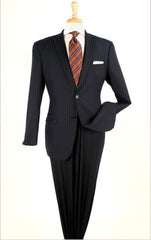 Men's 2 Piece Slim Fit  Side Vents Black Pinstripe Suit