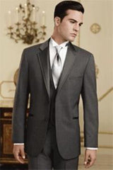 Men'S Steel Grey~Gray Tuxedo Vested 3 Piece Wedding Suit