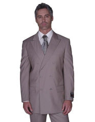 CLASSIC DOUBLE BREASTED SUITS SOLID COLOR Tan ~ Beige Men's SUIT