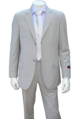 Lightest Grey Color ~ Beige 2 Button Style Superior Fabric Rayon Viscose Dress Suit (LIGHT GRAY)