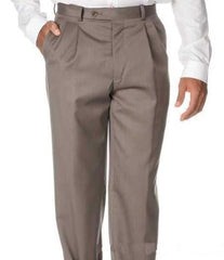 Mens Pleated Dress Pants Mens Solid Taupe Wool Stylish Gabardine Slacks