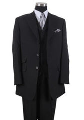 Men's Black 100% Poly Poplin Ticket Pocket Suits