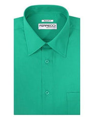 Designer Brand Regular Fit Cotton Blend Lay Down Collared Turquoise Green Men'S Dress Shirt