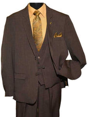 Mens Two Button Dark Brown  Vested Suit