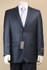 Men's 2 Button Textured Mini Weave Patterned Satin With Sharkskin Dark Navy Suit