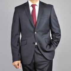 Men's Slim-fit  Black Suit - 100% Percent Wool Fabric Suit - Worsted Wool Business Suit