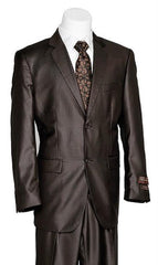 Vitali Men's 2 Button Brown Shark Skin Suit