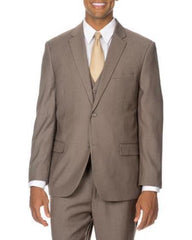 Men's Tan ~ Beige  Pinstripe vested 3 Piece Suit