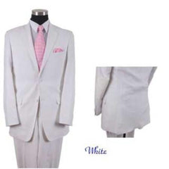 White 2 Button Elbow Patch Sleeve Linen/Cotton Men'S Summer Blazer Suit/Sportcoat