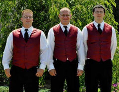 Groomsmen Burgundy ~ Wine ~ Maroon Color Vest + Pants Slacks + Any Color Shirt & Tie Set (No Jacket)