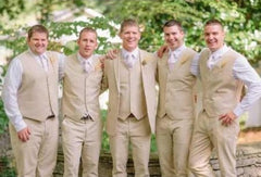 Groomsmen Linen Vest & Pants Set (No Jacket) Natural Sand Tan or Cream or White or  Light Grey or Navy blue