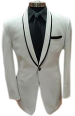 1 Button White Shawl Lapel Black Shirt Tuxedo