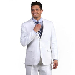 Men's White  Classic Linen 2 button Double Vent Suit