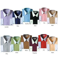 Classic Stylish Fashionable  -White Collar Two Toned Contrast white collars Multi-color Men's Dress Shirt