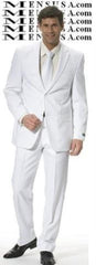 skinny Cool Light Weight 2or3 Button Taper Slim Cut Suit  - All White Suit