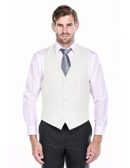 Men's 5 Button  White Classic Fit Vest