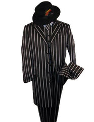 SHIMMERY GANGSTER Black And Bold Pronounce White Stripe ~ Pinstripe Fashion Limited Edition