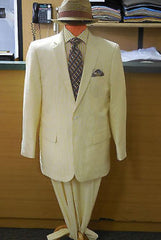 Alberto Nardoni Brand Yellow ~ Gold seersucker ~ sear sucker Suits 2 button suit Flat Front Pants Regular Fit Blazer & Pants