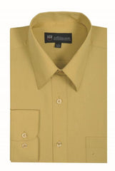 Traditional Plain Solid Color Mustard Men's Dress Shirt