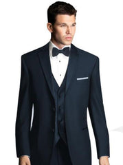 Midnight Navy Blue Tuxedo With Satin Framed Lapel