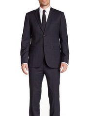 Men's Dark Navy Blue Suit For Men Slim Fit 2 Buttons Wool  Pinstriped Suit