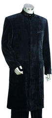 Men'S Dark Navy Stylish Long Zoot Suit 45'' Long Jacket EXTRA LONG JACKET Maxi Very Long