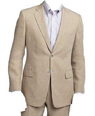 Men'S Beige/Natural Two Piece Linen Summer Double Vents Suit - Mens Linen Suit