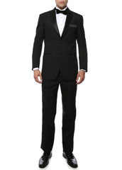 Men's Black Satin  2 Piece Polyester Fully Lined Tuxedo Suit