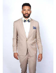 Men's Slim Fit Suit - Fitted Suit - Skinny Suit Men's BeigeRossiman Rossi Suit