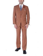 Men's Stylish 1 button suits  vest peak lapel Brown suits pleated pants