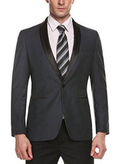 Alberto Nardoni Brand Men'S One Button Shawl Lapel Grey Slim Fit Stylish Casual Coat Blazer