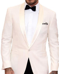 Men's 1 Button  Shawl Lapel Ivory White Tuxedo