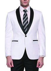 Alberto Nardoni Brand Men'S White Slim Fit One Button Shawl Lapel Stylish Casual Coat Blazer