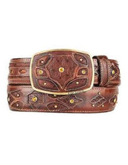 Burnished Original Ostrich Full Quill Skin Brown Fashion Western Belt