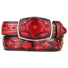 Original Ostrich Leg Skin Red Fashion Western Belt