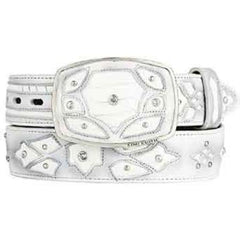 Original Ostrich Leg Skin Fashion Western Belt White