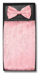 Men's Pink Paisley Design Polyester Bowtie & Matching Cummerbund