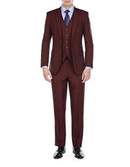 Men's Plaid checkered check pattern Burgundy Suit 2 Button Burgundy ~ Wine ~ Maroon Suit  Modern-Fit Suits