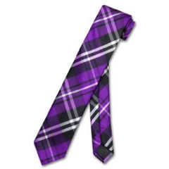 Skinny Purple Black White Men's 2.5 Tie - Men's Neck Ties - Mens Dress Tie - Trendy Mens Ties