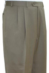 Super Quality Dress Slacks / Trousers Tan ~ Beige Pleated Pants Unhemmed Unfinished Bottom - Cheap Priced Dress Slacks For Men On Sale ,1384