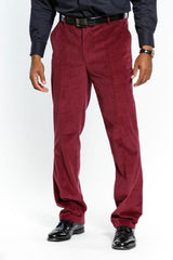 Men's Stylish Flat Front Red Wine Corduroy Formal Dressy Pant Available December/28/2020